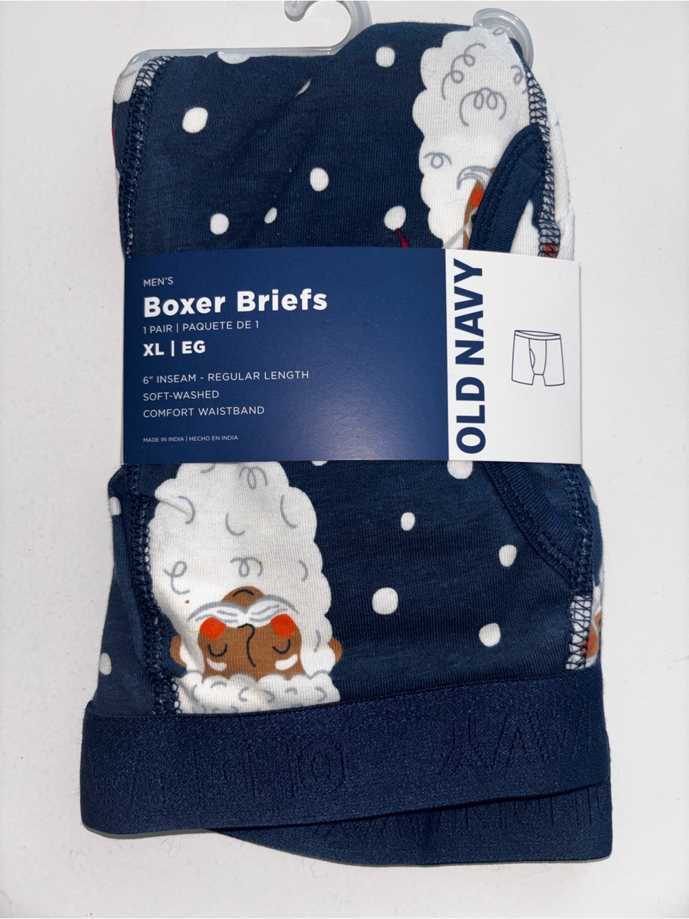 Old Navy Men’s Santa Printed Boxer-Briefs Underwear 6” Inseam Size XL NWT